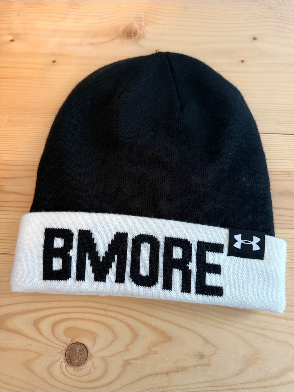Under Armour Black and White BMORE Knit Beanie